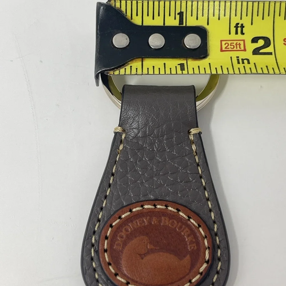 Rare VTG Dooney & Bourke 1990s Key Ring Fob Taupe Brown Leather Duck‎ Seal